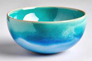 Minimalist Blue Green Glazed Ceramic Bowl Close-up, an Arts & Entertainment Photo by AlyaAnd