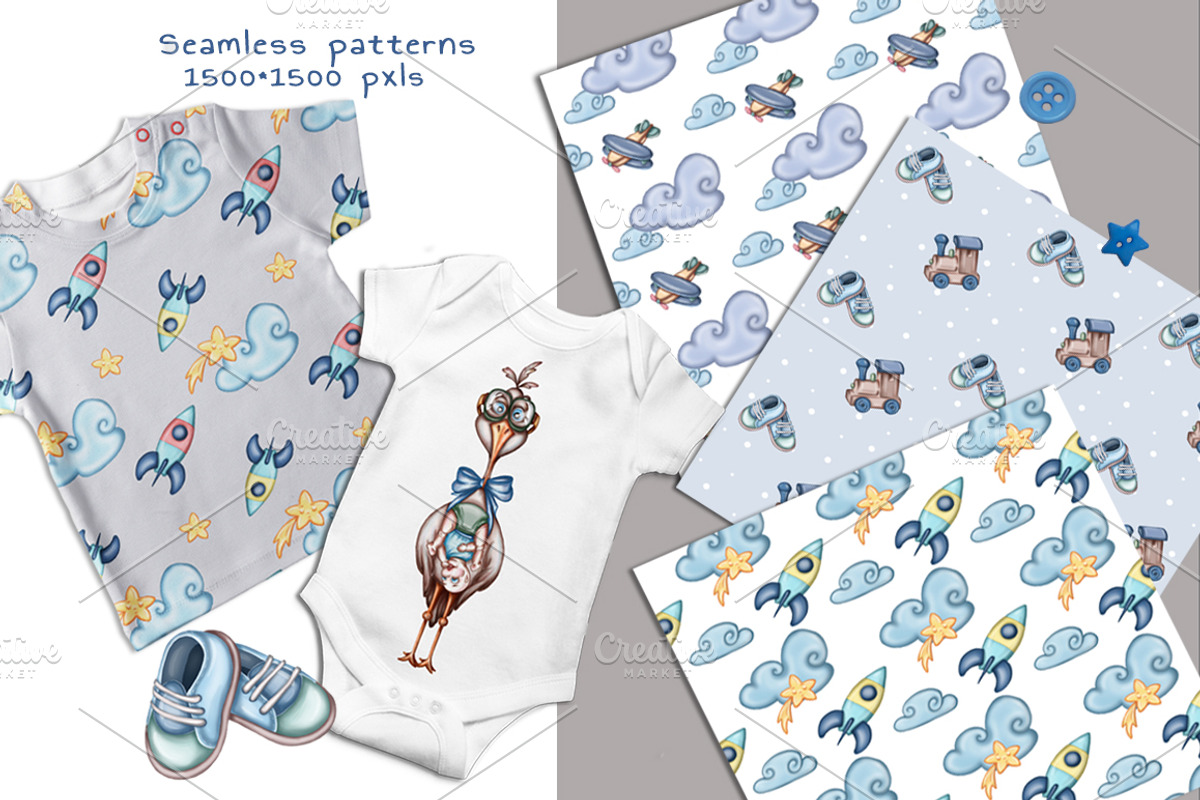Boy's Collection baby shower kit, a Decorative Illustration by artdreamer (Photo 6 of 6)