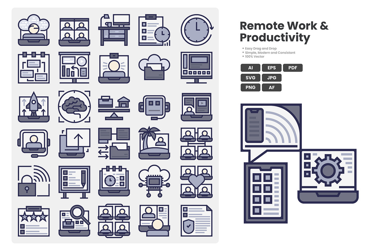 Remote Work & Productivity Icons, a Duotone Icon by erifqizeicon (Photo 1 of 3)
