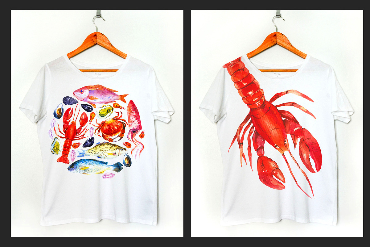 Watercolor Seafood, a Decorative Illustration by Mona Monash (Photo 3 of 9)