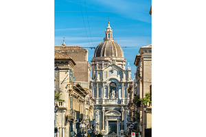 Metropolitan cathedral of saint agatha in catania italy stock photo, an Architecture Photo by Leonid Andronov