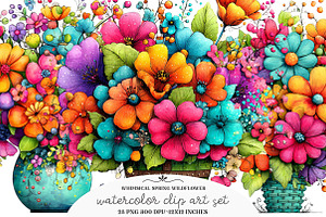 Whimsical Spring Wildflower Clipart, an Illustration by GatewayDesign