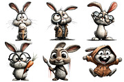 Funny Bunny Clipart Bundle, an Illustration by Pixels.Craft (Thumbnail 5 of 6)