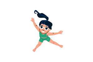 Happy swimmer girl jumping with, a Sport Illustration by pikepicture