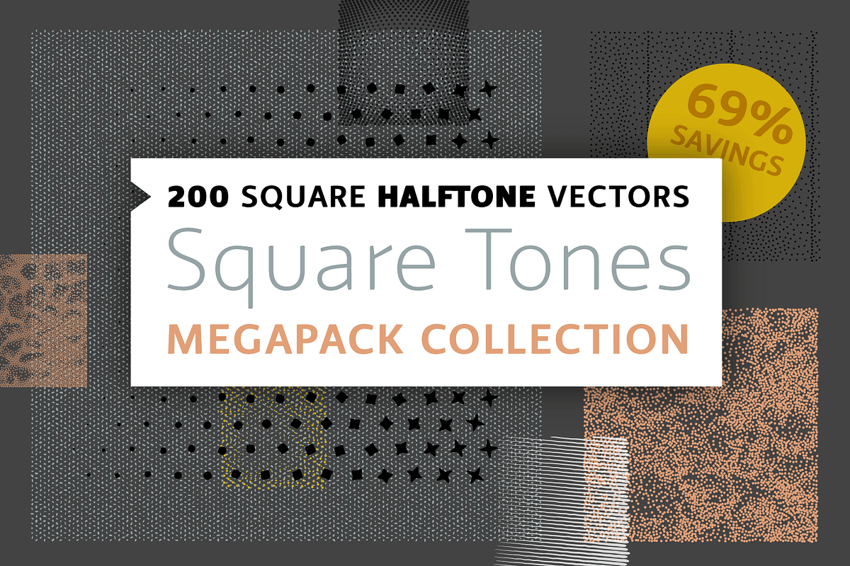 200 Square Halftone Vector Megapack, a Pattern Graphic by invisiblelayer (Photo 1 of 5)