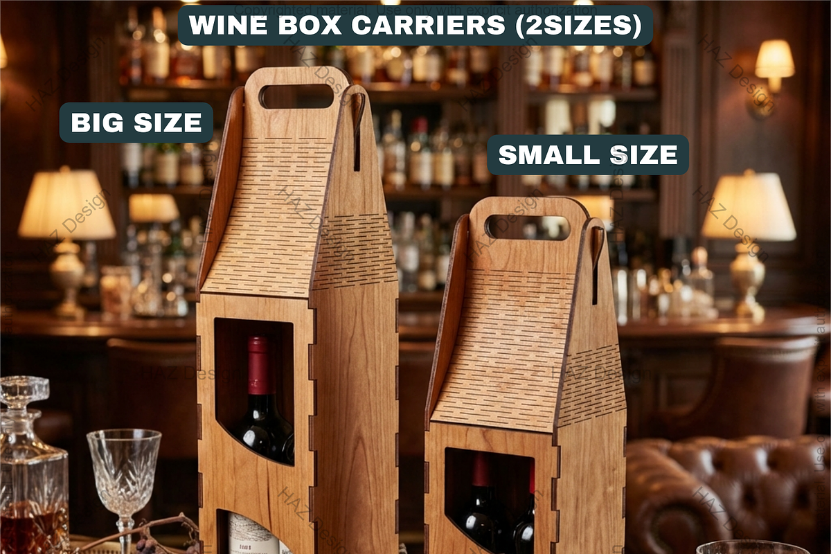 Wooden Wine Box Laser Cut Templates, a Graphic by AtacanDigital (Photo 2 of 8)