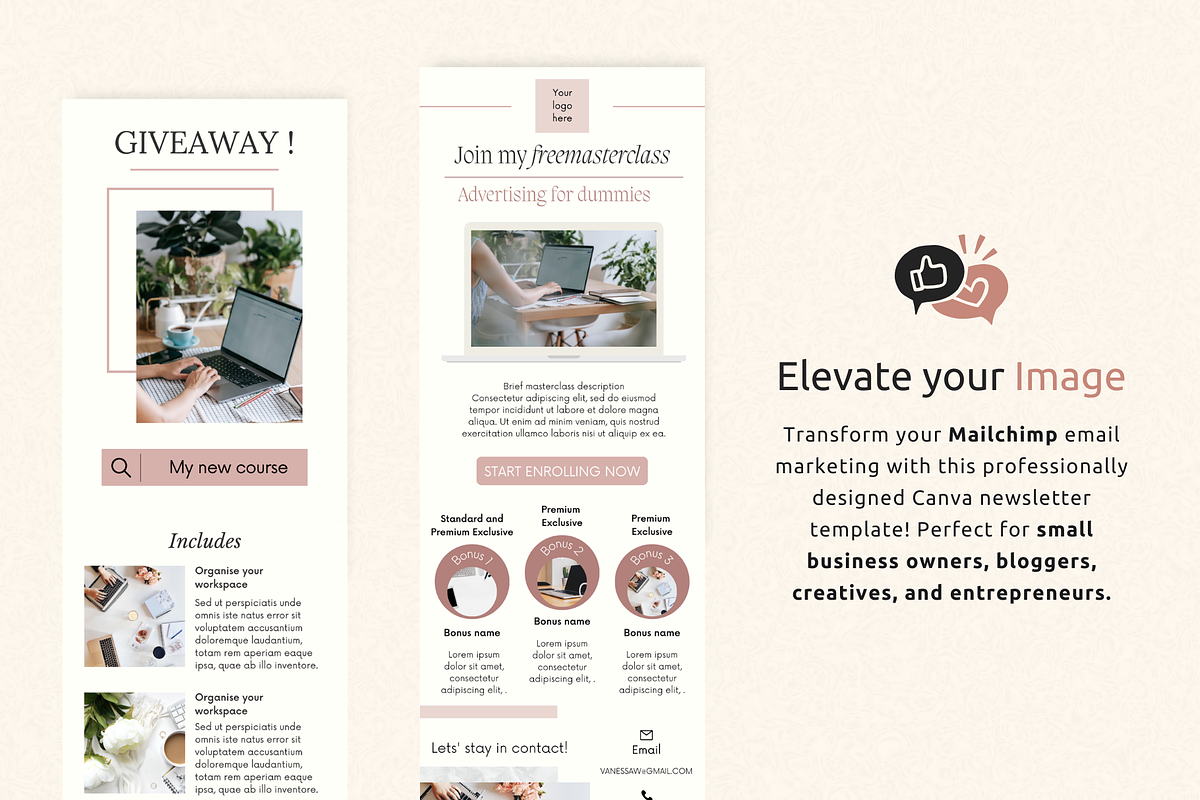 Canva Mailchimp Template Pack, an Email Template by PittaFinePrint (Photo 2 of 9)