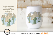 Desert Scenery Clipart - Cacti PNGs, a Decorative Illustration by SLS Lines (Thumbnail 7 of 9)