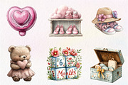Pink Baby Girl Nursery Clipart, an Illustration by CreationArt (Thumbnail 2 of 9)