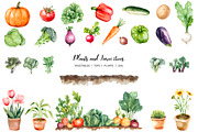 Watercolor farming life clipart, a Food Illustration by Art and Funny (Thumbnail 2 of 7)