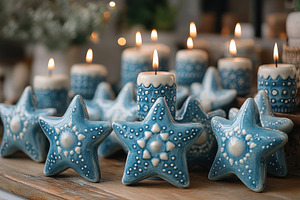 Beautiful star-shaped candles illumi, a Photo by Tanuart