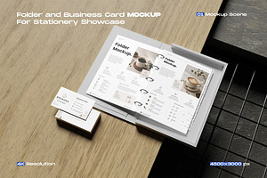 Folder and Business Card Mockup