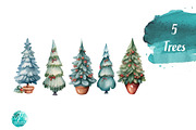 Watercolor Christmas Cottages, a Seasonal Illustration by Verdigris Studios (Thumbnail 4 of 5)