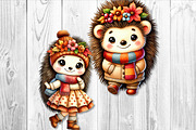 Cute Autumn Hedgehog Clipart Set, a Seasonal Illustration by V Design Creator (Thumbnail 3 of 9)