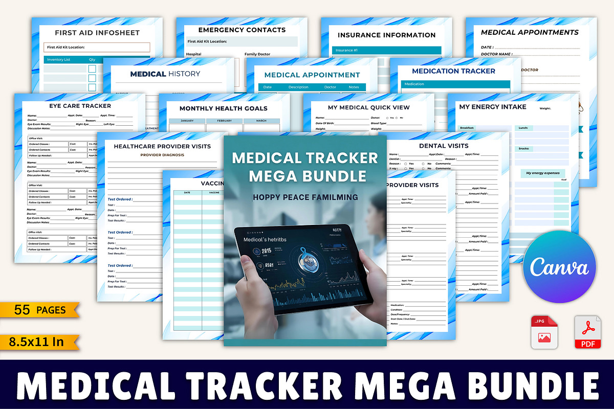 Medical Tracker Mega Bundle, a Stationery Template by Designmela01 (Photo 1 of 10)