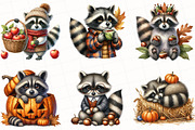 Watercolor Autumn Raccoon Clipart, an Illustration by OK Design (Thumbnail 5 of 5)