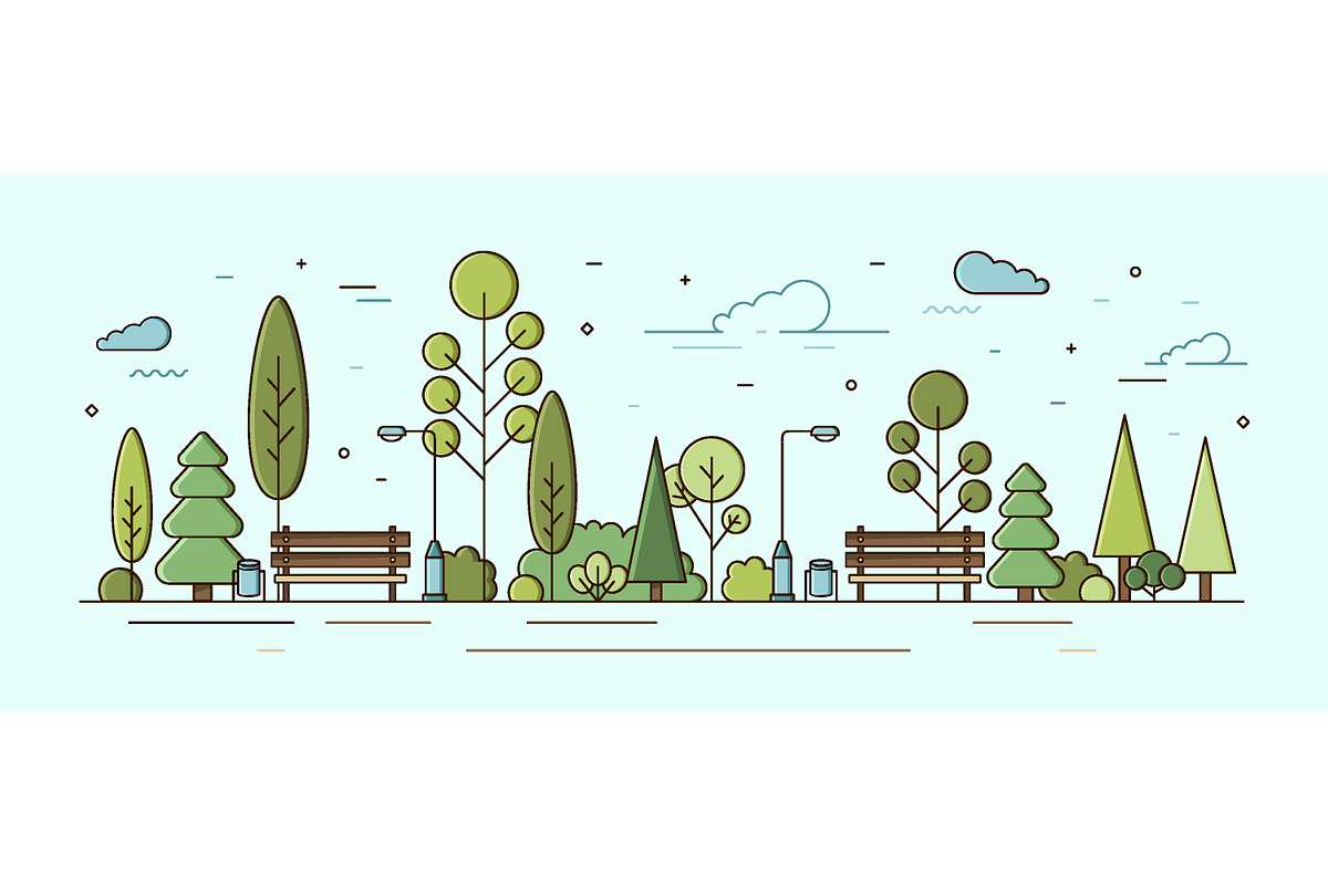 City park line art, a Decorative Illustration by Good Studio (Photo 3 of 5)