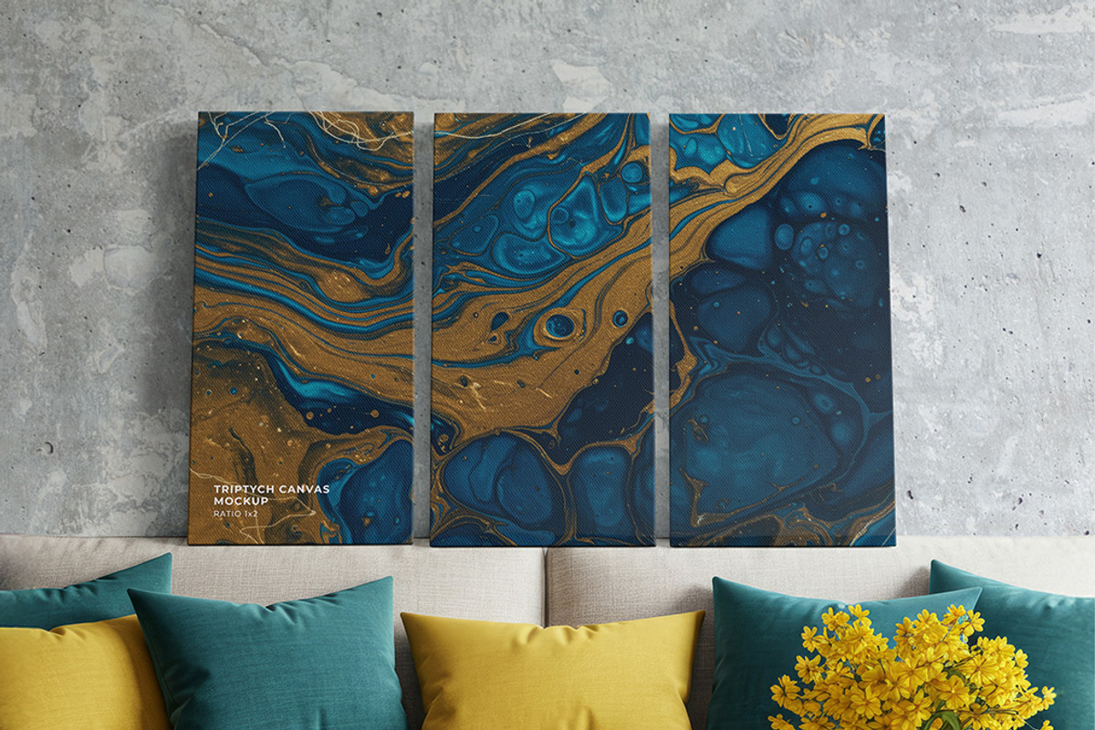 Triptych Canvas Mockup - Ratio 1x2, a Merchandise Mockup by Mockups by Carlos Viloria (Photo 5 of 5)