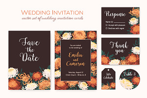Floral wedding invitation cards set, a Decorative Illustration by Good Studio