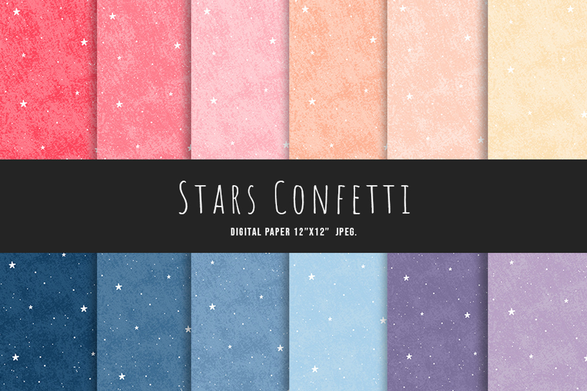 Digital paper, stars confetti, a Pattern Graphic by DoubleColors