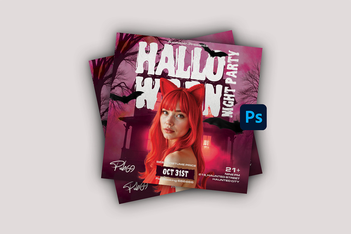 Halloween Night Party Flyer Template, a Flyer Template by Posterfello (Photo 2 of 4)