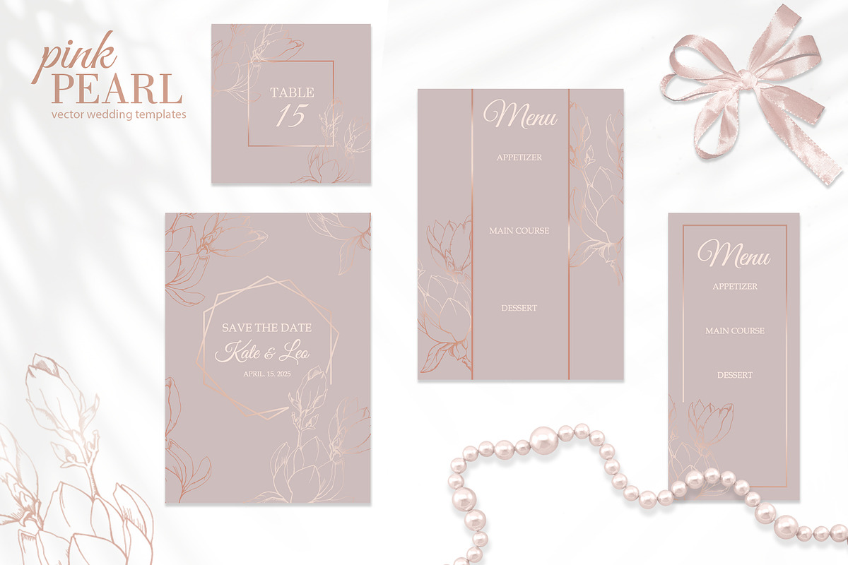 Pink Pearl wedding illustrations, an Invitation Template by L- design studio (Photo 6 of 9)