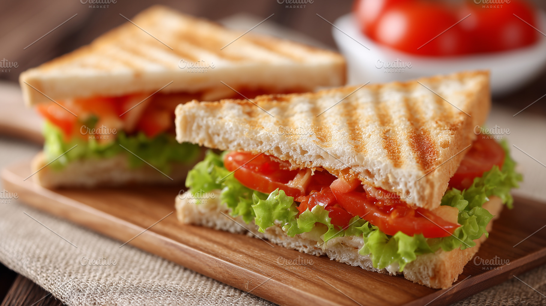Grilled sandwich with fresh, a Food & Drink Photo by MistyDay