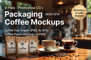 Coffee Cup Pouch Packaging Mockup