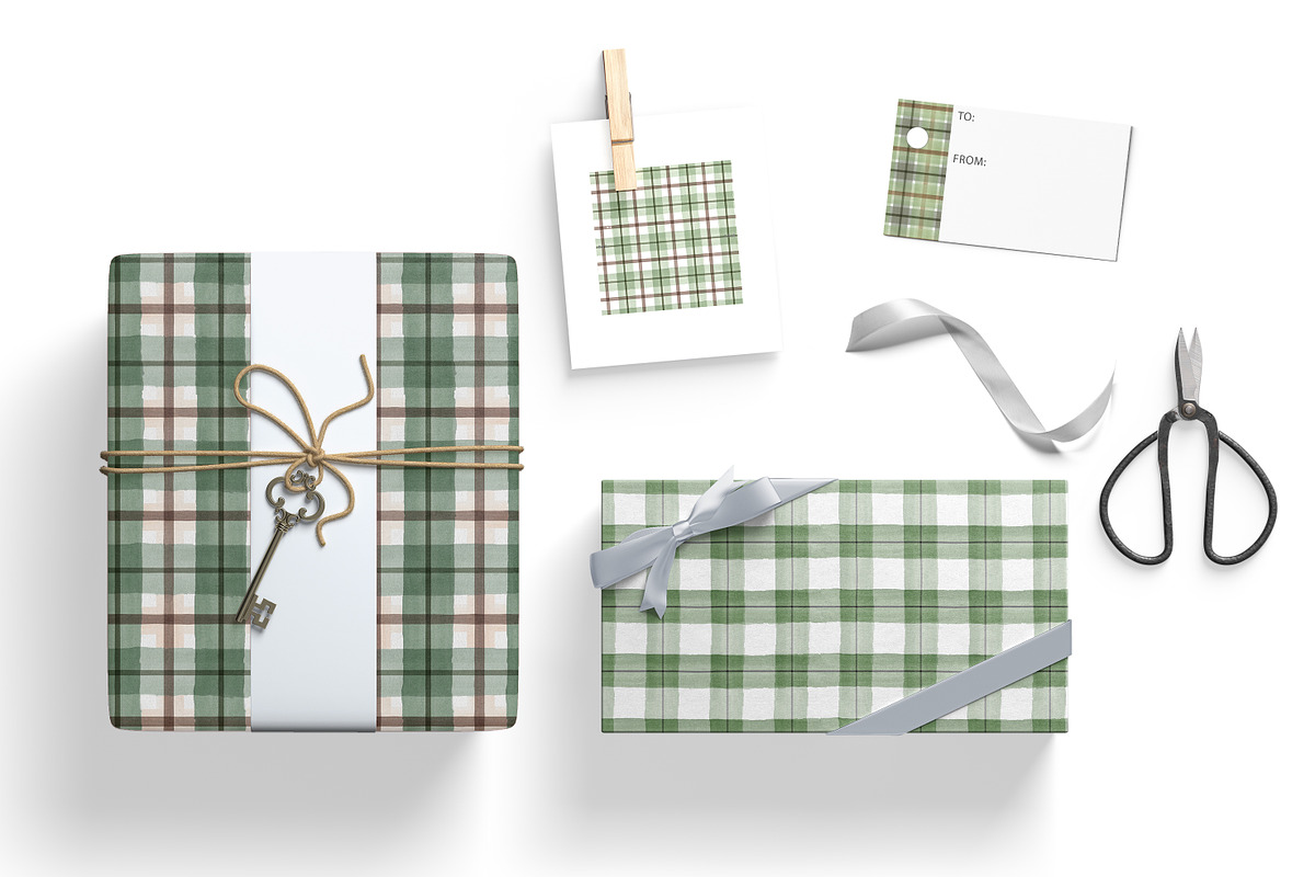 Watercolor Green & Brown Plaids, a Pattern Graphic by DailyMiracleDigitals,LLC (Photo 5 of 8)