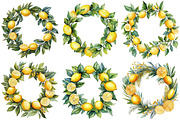 Watercolor Lemon Wreath Clipart, an Illustration by Craft Nest (Thumbnail 7 of 7)