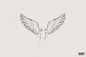 Angel Wings PNG, Minimalist Line, an Illustration by SharpMarketplace
