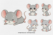 15 Bundle Watercolor Baby Mouse Grey, an Animal Illustration by Morspective (Thumbnail 6 of 8)