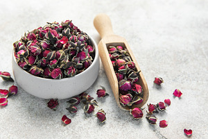 Dried rose buds for herbal tea and aromatherapy, a Food & Drink Photo by Olena Rudo
