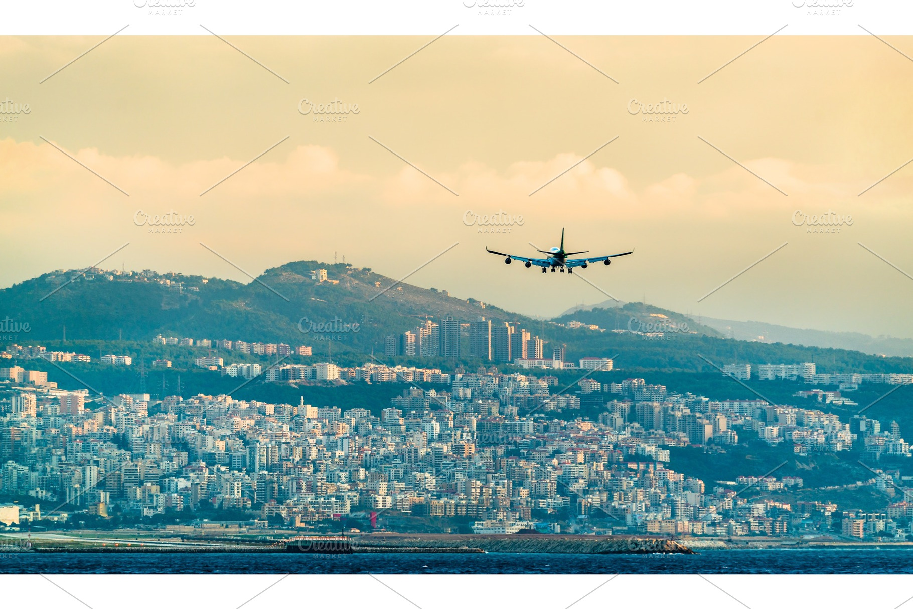 Airplane on final approach to Beirut, a Transportation Photo by Leonid Andronov
