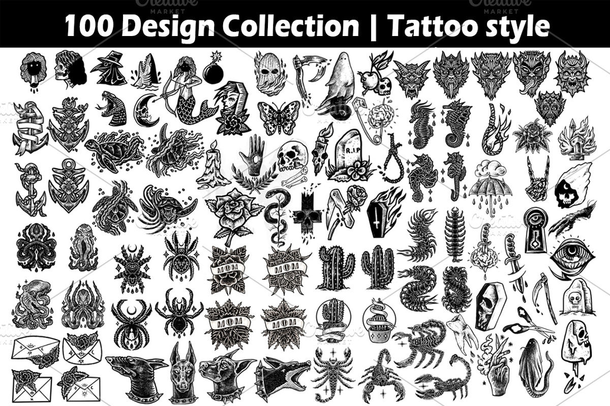 100 Tattoo-Style Tee Designs, an Object Illustration by Design by sebrodbrick (Photo 2 of 34)