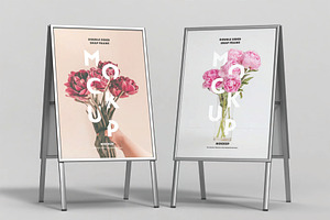 Two Poster Stand Mockup Display, an Advertising Mockup by DesignRushMarket