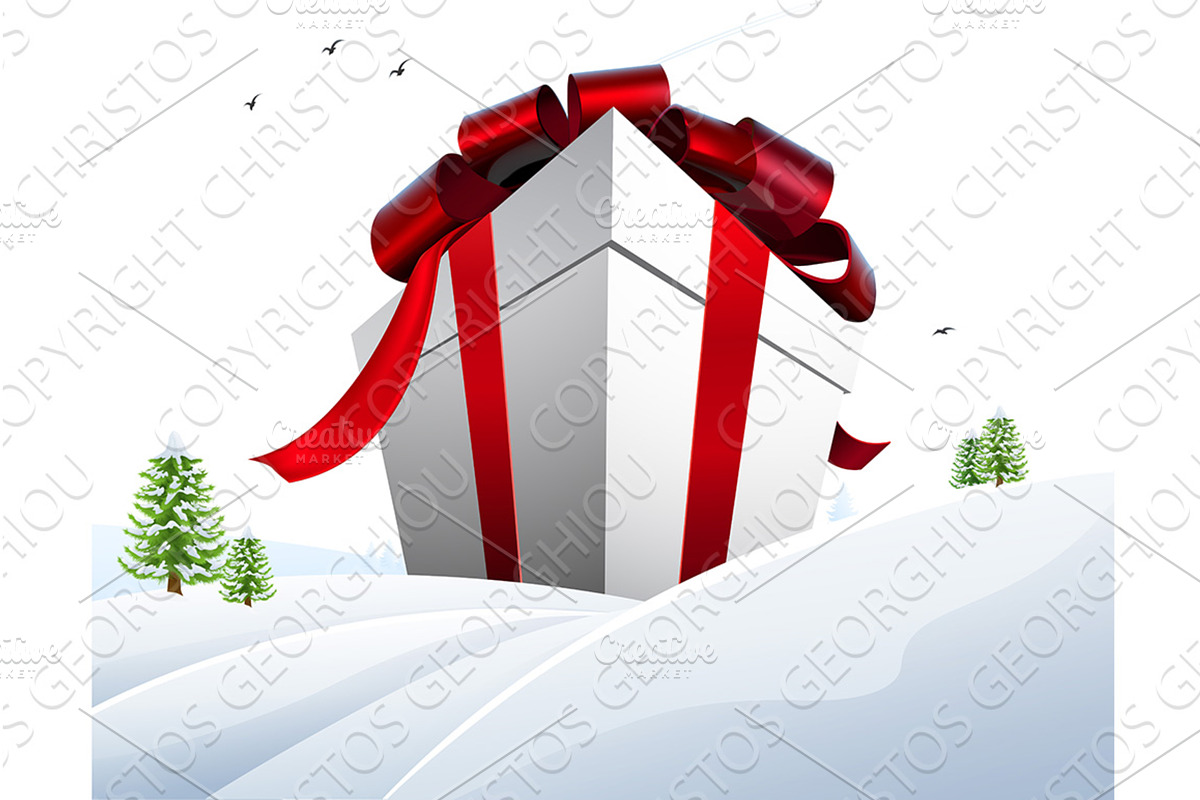 Big Gift Huge Present Box Christmas, an Illustration by Christos Georghiou