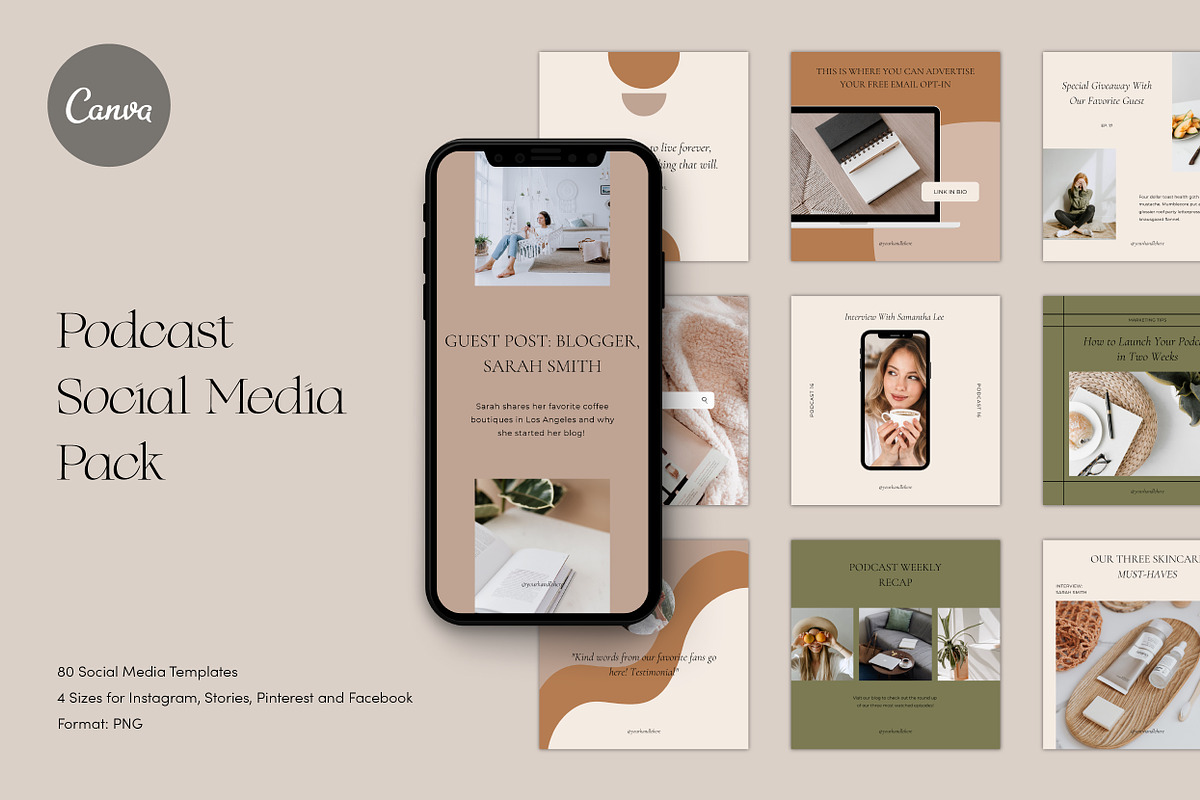 Podcast Marketing Bundle | CANVA, a Social Media Template by Grandview Collective (Photo 1 of 8)