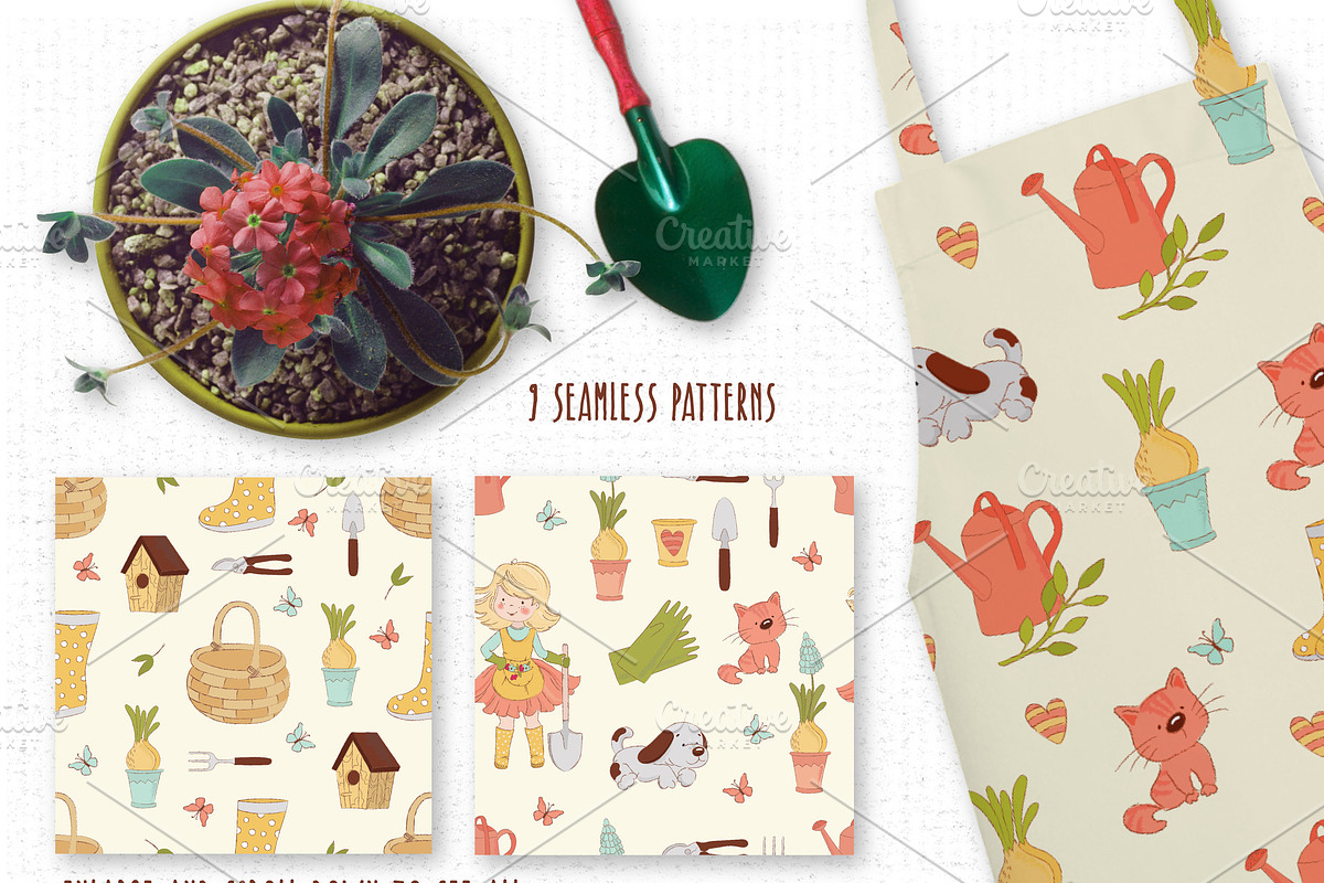 SPRING GARDEN Vector Illustration, a Decorative Illustration by FARAWAYKINGDOM (Photo 6 of 10)