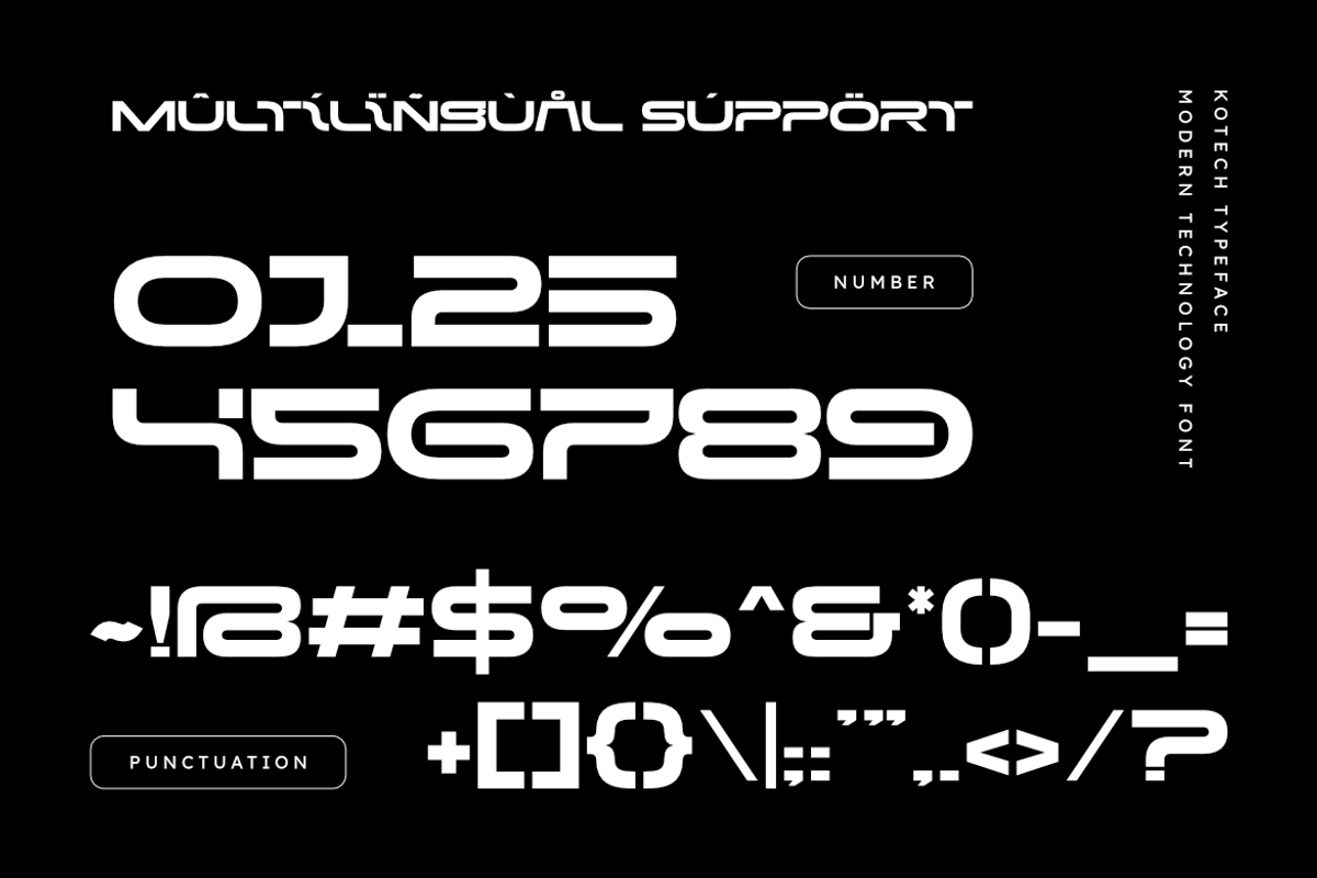 Kotech - Modern Tech Font, a Symbol Font by Masyafi Studio (Photo 3 of 8)