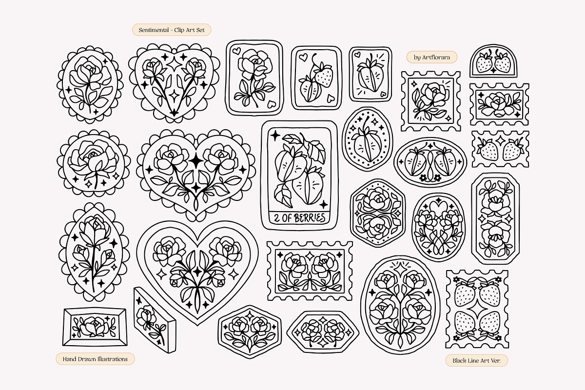 SENTIMENTAL Vintage Floral Logo Set, an Object Graphic by Artflorara (Photo 10 of 13)