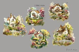 Watercolor Houses Clipart