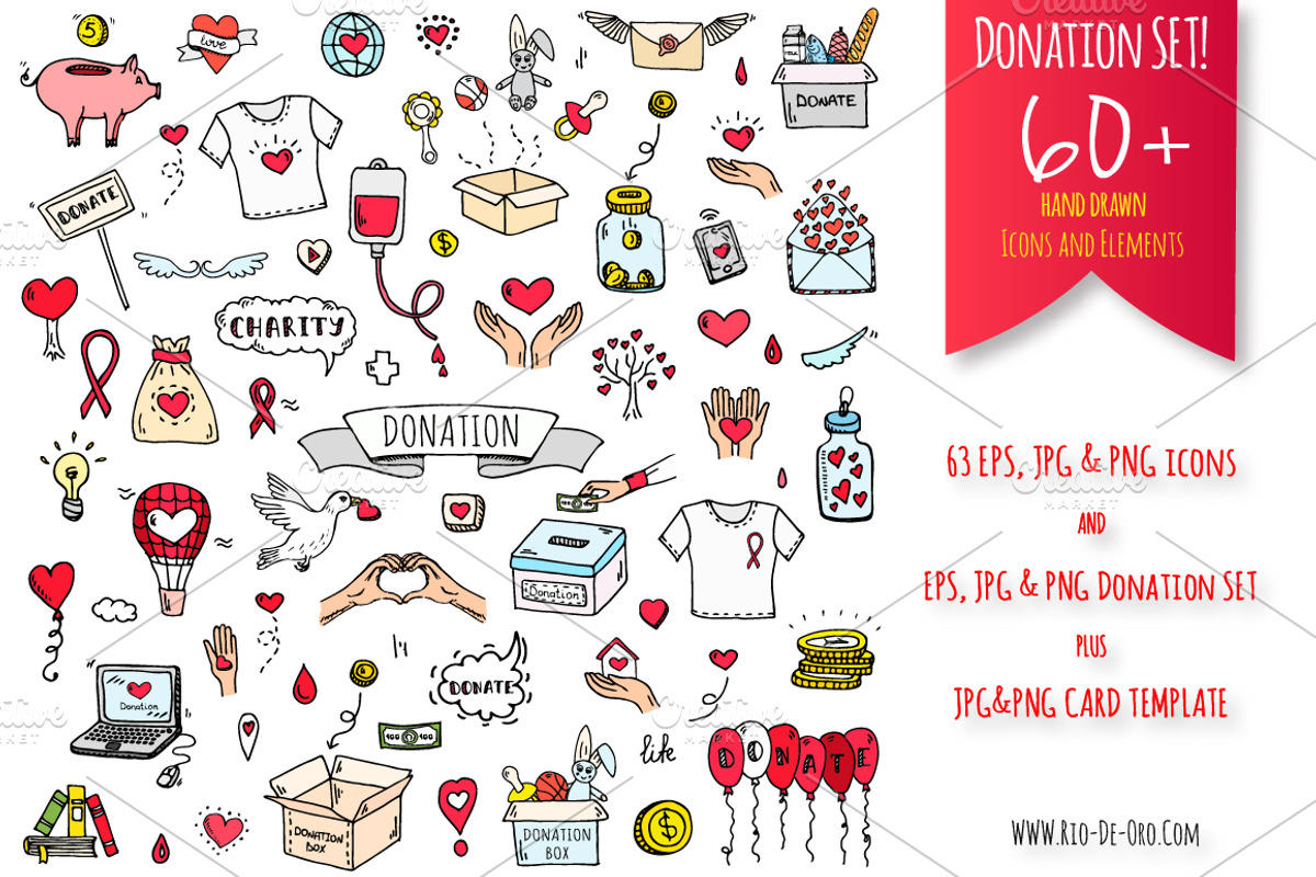 63 Donation hand drawn color icons!, an Outline Icon by Natasha-Pankina.com (Photo 1 of 4)