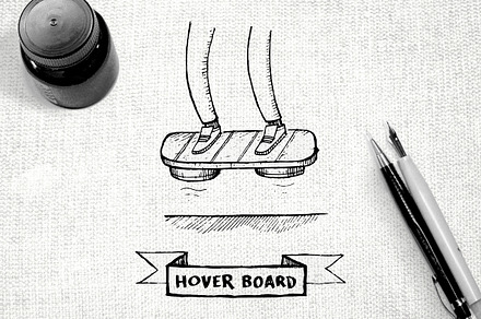 Hover board hand drawn illustration