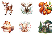 Cute Woodland Animal Clipart, a Seasonal Illustration by CreationArt (Thumbnail 2 of 5)