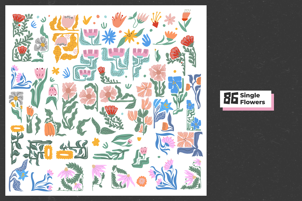 Naive Flowers: Patterns & Posters, a Pattern Graphic by PixelAesthetic (Photo 5 of 8)
