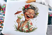 Funny Senior Lady Drinking Cocktail, an Illustration by Craft Nest (Thumbnail 6 of 9)