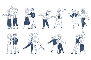 Doodle dancing old couples. Senior, a Person Illustration by LadadikArt