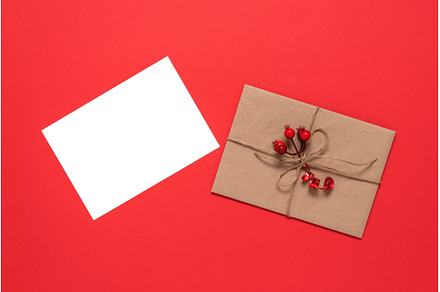 Blank greeting card mockup and tied, a Holiday Photo by Yulia71