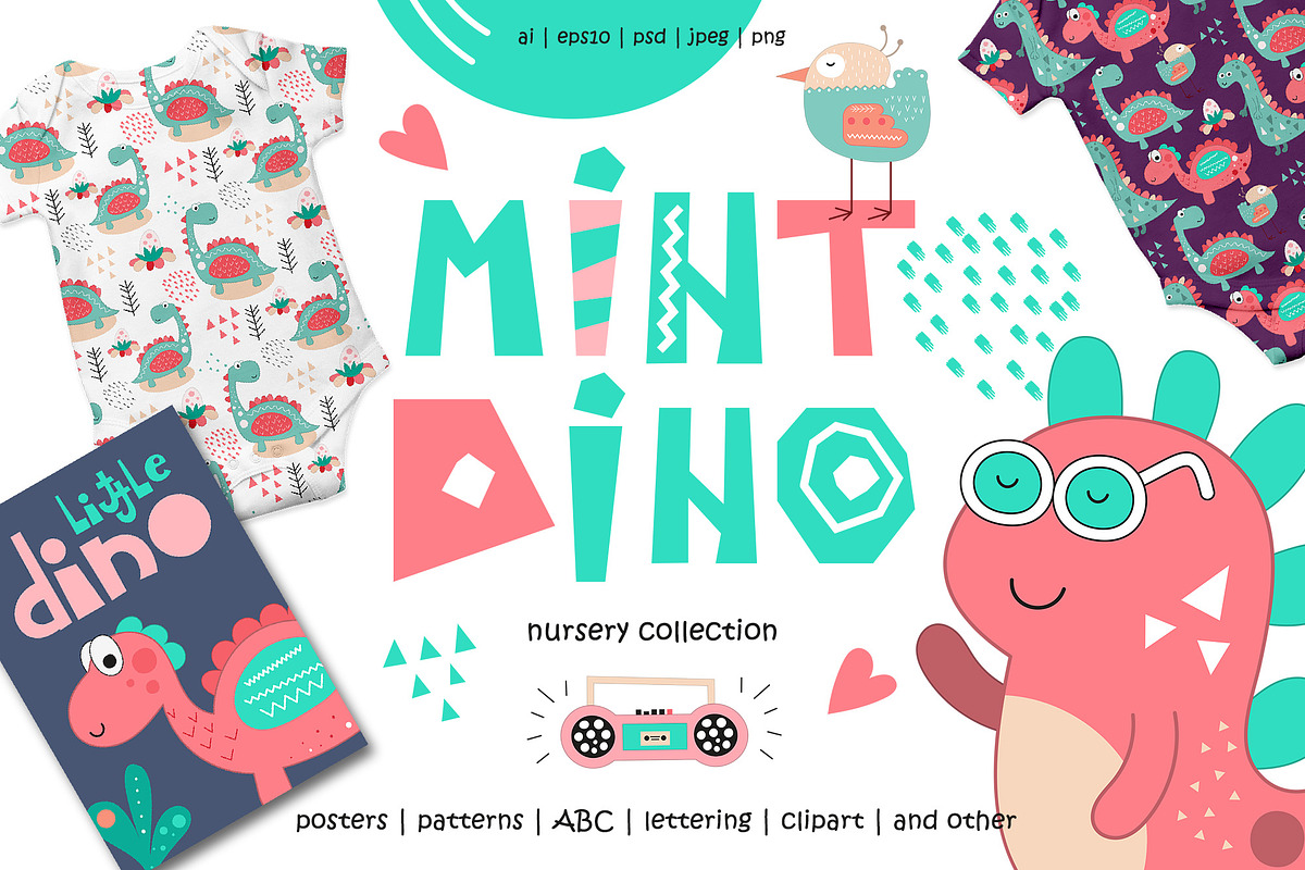 Nursery Art Mint Dino, an Animal Illustration by Nursery Art (Photo 1 of 10)